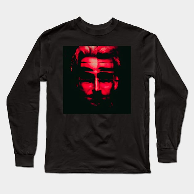 THE DEVIL IS HERE Creepy Horror Glitch Art Halloween Portrait Long Sleeve T-Shirt by raspberry-tea